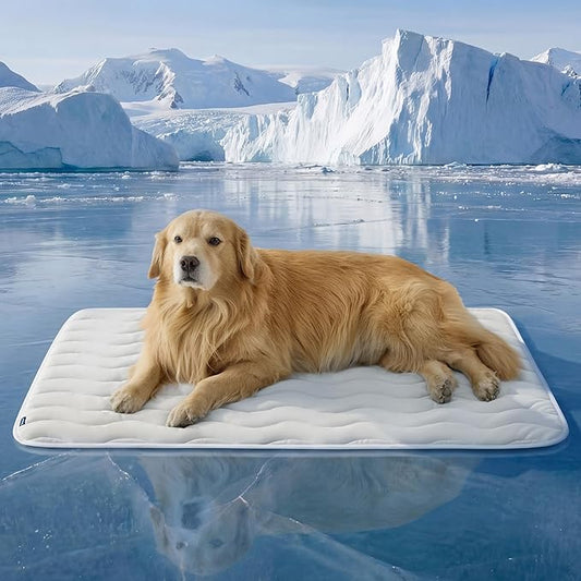 Bedsure Cooling Dog Mat Extra Large - Q-Max>0.4 XXL Thin Breathable Crate Pad Indoor for Pets With Chill Cool Fiber and Non-Slip Bottom，Portable Washable Kennel Cold Mat in Outdoor Summer, 48x30, Grey