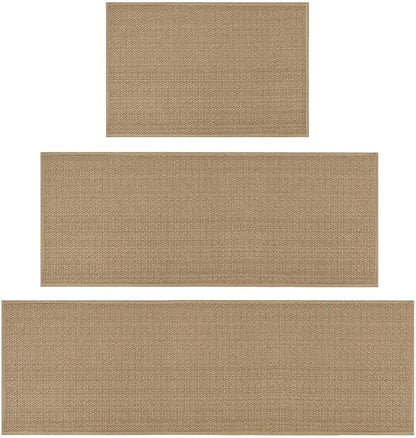 Artoid Mode Washable Non Slip Kitchen Rugs and Mats Set of 3, Rubber Backing Absorbent Kitchen Mats for Floor Front of Sink - 24"x36"+24"x60"+24"x72"