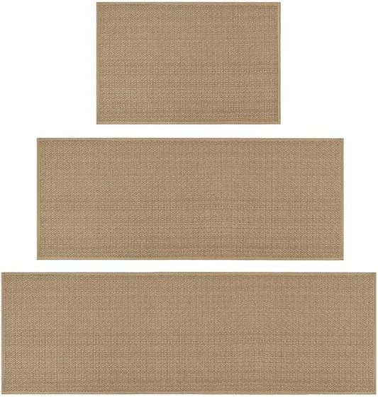 Artoid Mode Washable Non Slip Kitchen Rugs and Mats Set of 3, Rubber Backing Absorbent Kitchen Mats for Floor Front of Sink - 24"x36"+24"x60"+24"x72"