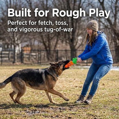 2 Pack Dog Toys for Aggressive Chewers Bacon Flavored: 7" Tough Dog Chew Bone, Hard Nylon & Rubber Teeth Cleaning Toy, Carrot-Shaped Dog Chew Toy for Large Breed 20-70 lbs