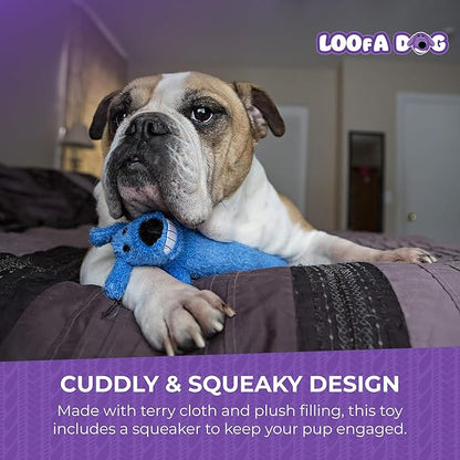 Multipet Original Loofa Dog Plush Toy - Squeaky Toy for All Dogs - Extra Soft Plush - Stuffed Animal Dog Toys for Playing - Cute Dog Pet Toy (1 Count, 12”, Random Color Surprise)