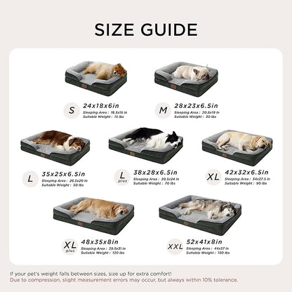 Bedsure XXL Orthopedic Dog Bed for Extra Large Dogs - Waterproof Giant Dog Cat Bed, Comfort Dogs Couch Sofa with Washable Removable Cover, Pet Bed with Nonskid Bottom, Boreal Canopy Green, 52"