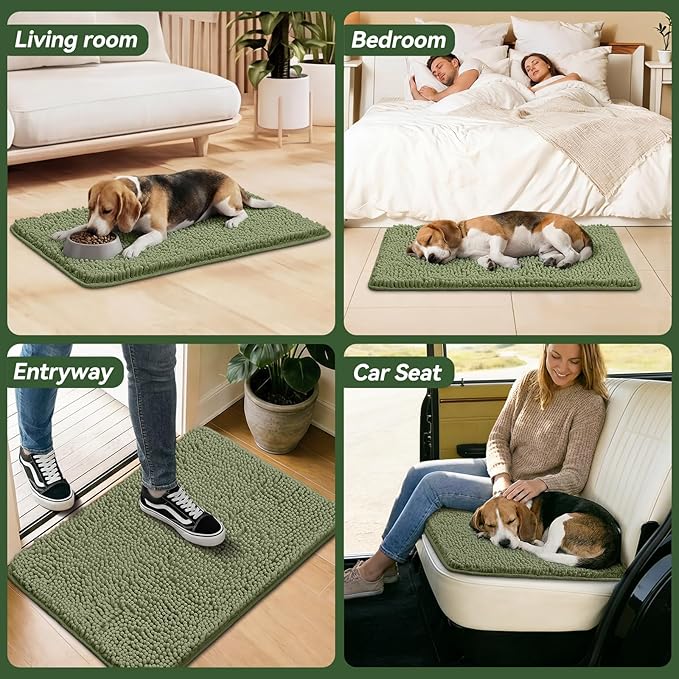 Bcoimo Super Absorbent Dog Door Mat, 36"*24" Anti Slip Mat for Muddy Paws, Pet Rugs for Dirty Paws Washable That Absorbs Moisture and Dirt, for Dog Cage and Pet Resting Carpet