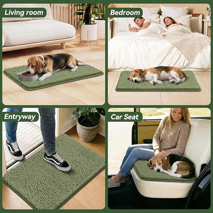Bcoimo Super Absorbent Dog Door Mat, 36"*24" Anti Slip Mat for Muddy Paws, Pet Rugs for Dirty Paws Washable That Absorbs Moisture and Dirt, for Dog Cage and Pet Resting Carpet