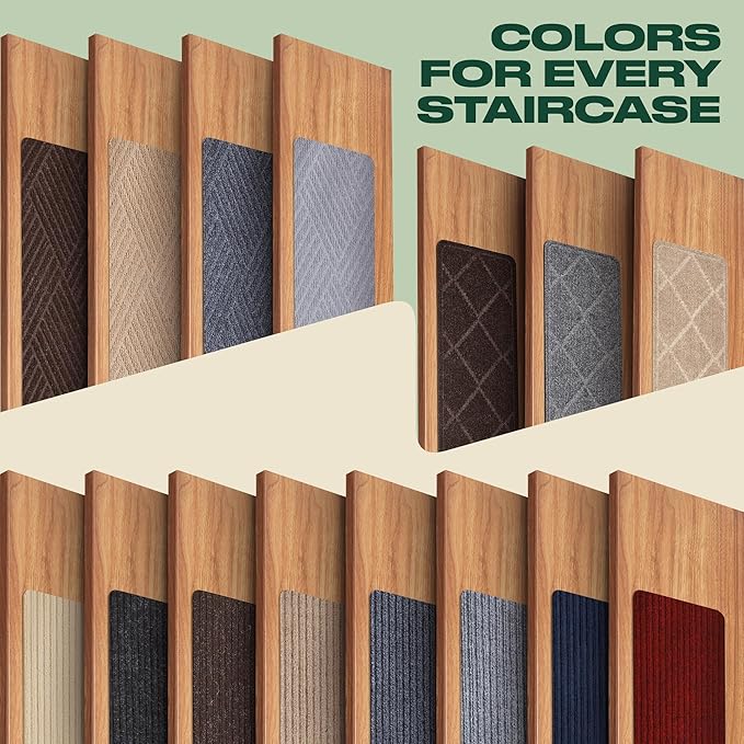 MBIGM 8" X 30" (15 in Pack) Non-Slip Carpet Stair Treads Non-Skid Safety Rug Slip Resistant Indoor Runner for Kids Elders & Pets with Reusable Adhesive - Cornstalk - Carpet Pads for Stairs
