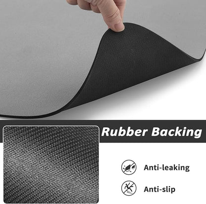 Dog Food Mat - Absorbent Cat Mat for Food and Water, No Stains Pet Feeding Bowl Mat, Easy to Clean Pet Placemats, Quick Dry Dog Water Dispenser Mat for Messy Drinkers | Paw Grey 18"x 34"