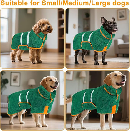 Bienbee Dog Bathrobe, Quick Drying Super Absorbent Dog Robes for After Bath, Warm Keeping Dogs Towel, Dogs Bath Supplies, Dark Green XXL