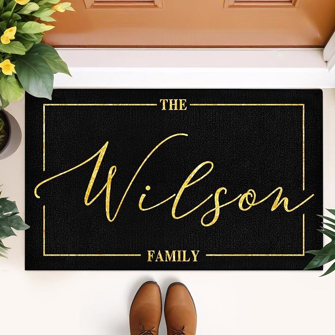 Custom Doormat with Family Name - Personalized Entryway Door Mat Front Door Mat for Outdoor Decor Entrance Mat Housewarming Gift with Anti-Slip Backing Design05