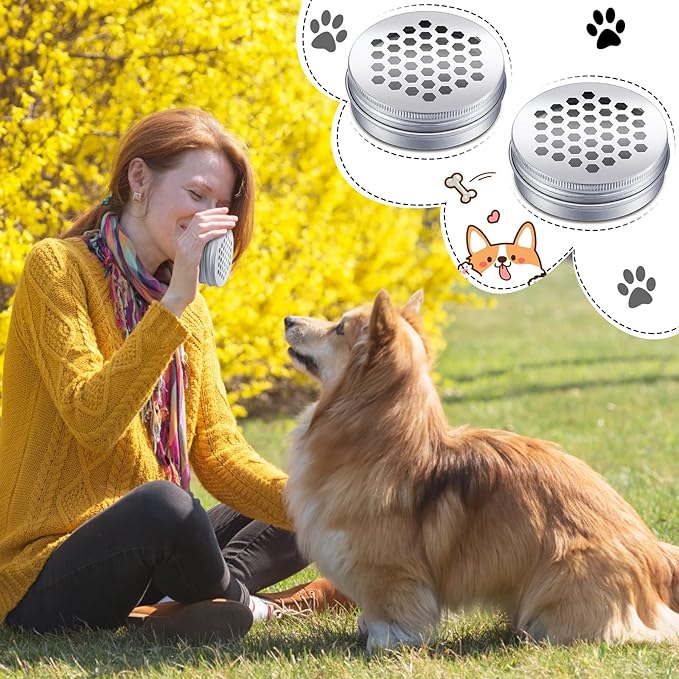 Oudain 12 Pack Dog Scent Work Tins, Dog Scent Training Box, Pet Nose Metal Container with 12 Magnetic Dots, Smell Training Kit Smell Canisters Aluminum Cans for Pet (Hexagon)