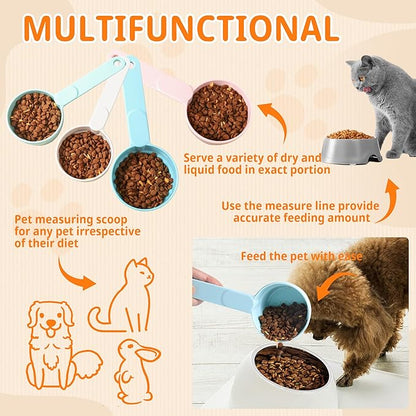 Dog Food Scoop 1 Cup 1/2 Cup - Melamine Dog Food Measuring Cup, Pet Food Scoop for Dog Cat...Comfortable Long Handle for Easy to Scoop Food, White 1 Cup