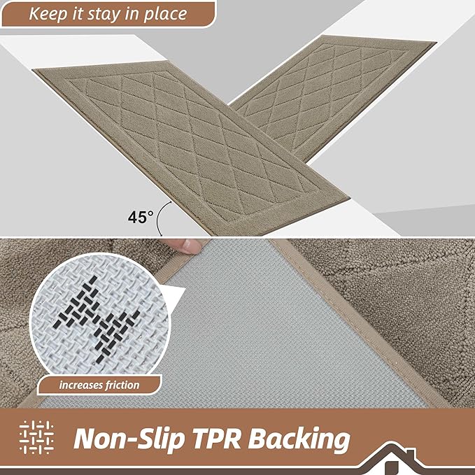 BEQHAUSE Dirt Trapper Door Mat 32" x 48", Doormat Non-Slip Entryway Rugs Washable, Dog Door Mat Stain Resistant and Absorbent Welcome Floor Mat for Front Back Door, Mud Wet Shoes & Paws, Beige