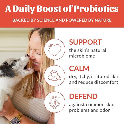 SKOUT'S HONOR Probiotic Itch Relief Spray for Pets - Non-Medicated, Fragrance-Free, Natural, Vegan, Long-Lasting Relief, with Soothing Aloe & Avocado Oil, 8 oz