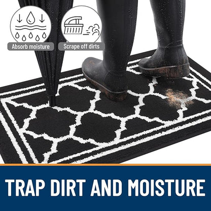 Buganda Indoor Door Mat, Dirt-Resistant and Absorbent Doormat, Anti-Slip, Low Profile Floor Mats for Inside Entryway, Front, and Back Door Entrance (48x32 Inches, Black)