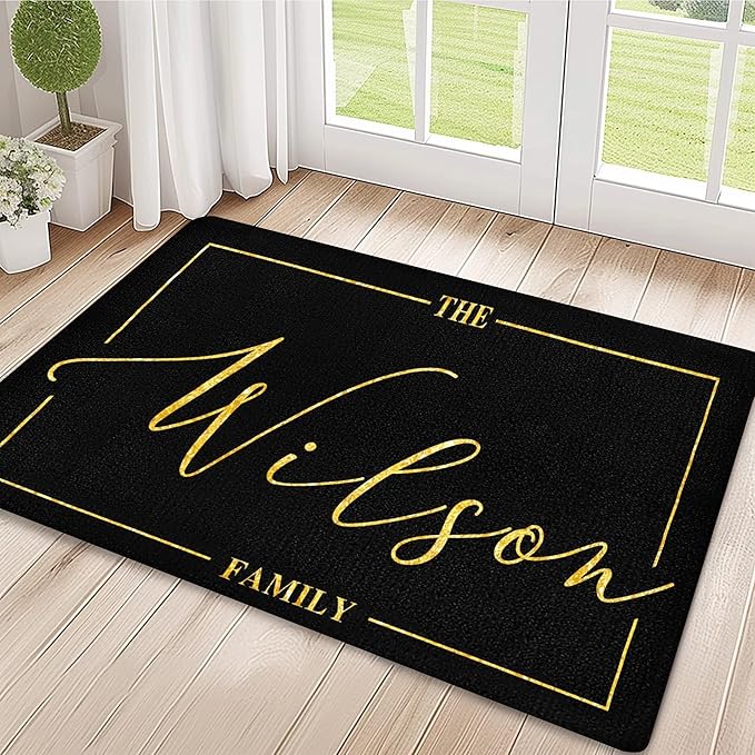 Custom Doormat with Family Name - Personalized Entryway Door Mat Front Door Mat for Outdoor Decor Entrance Mat Housewarming Gift with Anti-Slip Backing Design05