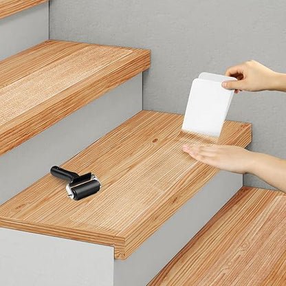 Clear Non Slip Stair Treads for Wooden Steps Indoor 15 Pack 4" x 32" Pre-Cut Anti Slip Stair Strips for Wood Stairs, Grip Tape Transparent Step Tread Grips for Dogs Kids and Pets, Waterproof