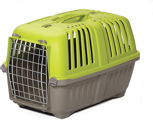 MidWest Homes for Pets Spree Travel Carrier - Hard-Sided Dog & Cat Carrier, Small Pet Travel Crate with Handle, Ventilated Design, Easy Assembly, 19-Inch, Green