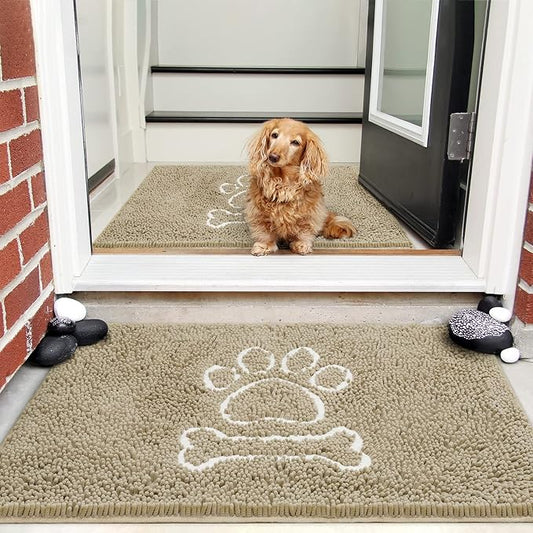 AROGAN Indoor Door Mat Entryway Rug Traps Mud and Water, Chenille Doormat for Muddy Shoes and Dog Paws, Machine Washable Doormat, Front Door Mat, Busy Area Dog Rugs for Floors, Entrance, 30x48 Beige