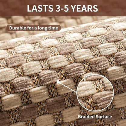 Kitchen Mat Kitchen Rugs Sets of 2 PCS Non Slip Washable, Super Absorbent Soft Braided Kitchen Mats for Floor, Rubber Backing Comfort Standing Kitchen Sink Mat Runner Rug, Brown 17"x28"+17"x59"