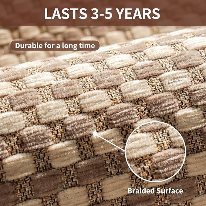 Long Kitchen Runner Rugs Kitchen Mat Non Slip Washable, Super Absorbent Soft Chenille Braided Kitchen Mats for Floor, Rubber Backing Kitchen Floor Sink Standing Mat, Easy Clean, Brown 24"x71"