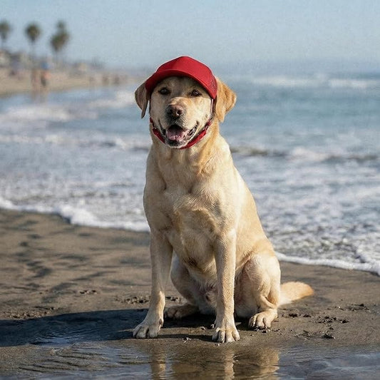 Tuff Pupper Dog Baseball Cap | UV Protection Dog Sun Hat | Breathable Lightweight Design | Secure Adjustable Chin Strap | Quick-Dry Fabric | Reinforced Brim | Small Medium Large Dogs (Red, XL)