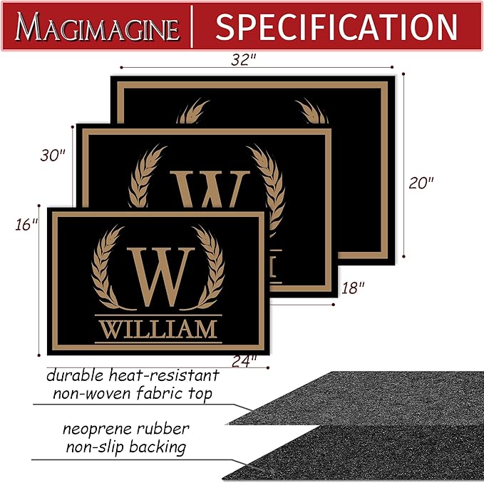 Custom Doormat with Family Name Elegant Personalized Entryway Door Mat Front Door Mat for Outdoor Decor Entrance Mat Customised Rug Christmas Housewarming Gift with Anti-Slip Backing