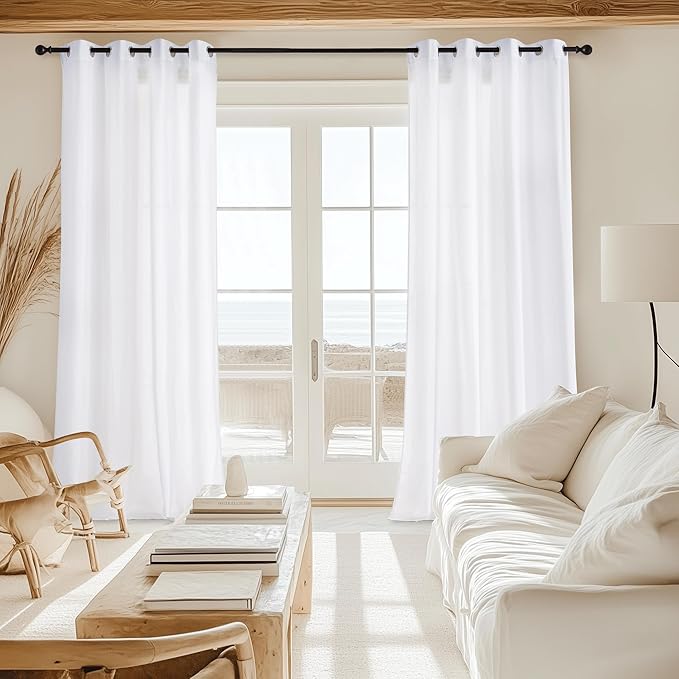 NICETOWN Long Pure White Sheer Curtains 120 inches Long 2 Panels for Bedroom, 52" Wide Grommet Window Curtains Drapes for Living Room Bedroom- Home Decoration Light Filtering Elegant Window Drapes