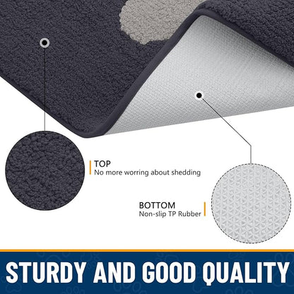 Smiry Dog Door Mat for Muddy Paws, Absorbs Moisture and Dirt, Low-Profile Entryway Mat with Non-Slip Backing, Entry Indoor Outdoor Doormat for Inside Floor (59x35 Inches, Dark Grey, Paw)