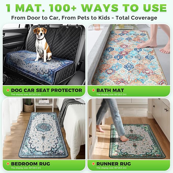 Hompet Reusable Pee Pads for Dogs, Non-Slip Washable Potty Pads for Floor 20x60 Inch Blue 2Pack