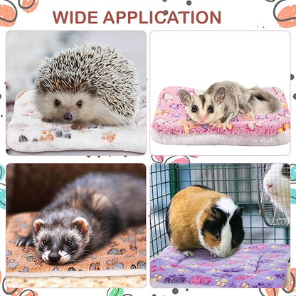 Tuanse 4 Pack Ultra Soft Dog Cat Bed Mat Small Animal Guinea Pig Bed with Cute Print Reversible Fleece Dog Crate Kennel Pad Cozy Washable Thickened Hamster Pet Beds Mat(13 x 10 Inches,Vivid Color)