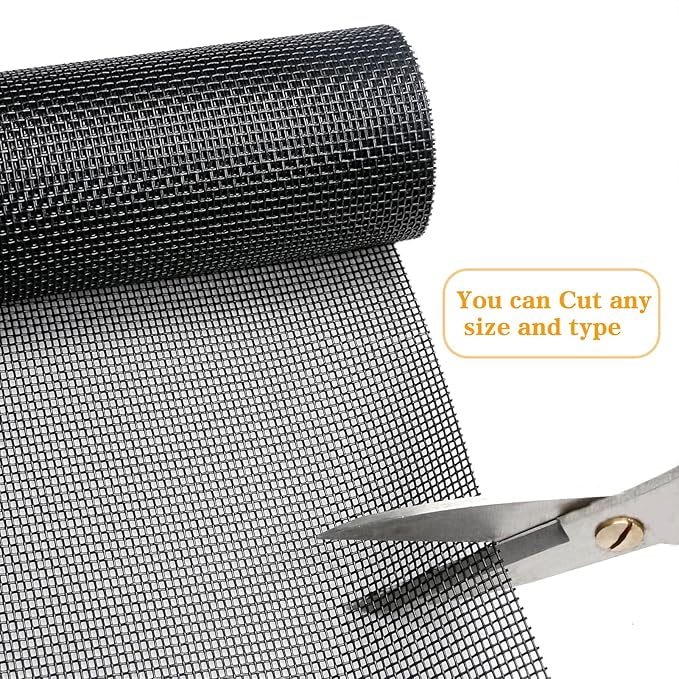 Tooltriz Pet Proof Window Screen Replacement, 39 inch W x 100 inch L, Upgraded Thicken Charcoal Mesh for Sliding Pet Screen Door Repair - Screen Door Protector for Dogs Patio Screen mesh