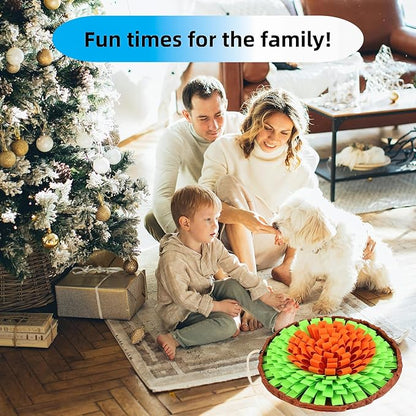 Snuffle Mat for Dogs, Large Dog Snuffle Mat 19'' x 19'' Enrichment Interactive Dog Puzzle Toys for Dogs Cats Encourage Natural Foraging Skills and Olfactory Training Stress Relievers Green-Orange