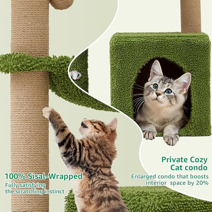 Woochpet 37" Cat Tree Tower for Indoor Cats Multi-Functional Comfy Cat Bed - with Sturdy Scratching Post, Cozy Hammock for Kittens and Small Cats,Cute Cat Tower with Fun Mouse Hole and Toy Ball