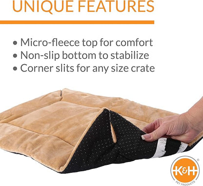 K&H Pet Products Self-Warming Crate Pad, Warming Dog Crate Bed, Machine Washable Dog Crate Mat, Tan Small 20 X 25 Inches
