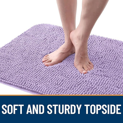 OLANLY Dog Door Mat for Muddy Paws 59x24, Absorbs Moisture and Dirt, Absorbent Non-Slip Washable Doormat, Quick Dry Chenille Mud Mat for Dogs, Entry Indoor Entryway Carpet for Inside Floor, Lavender