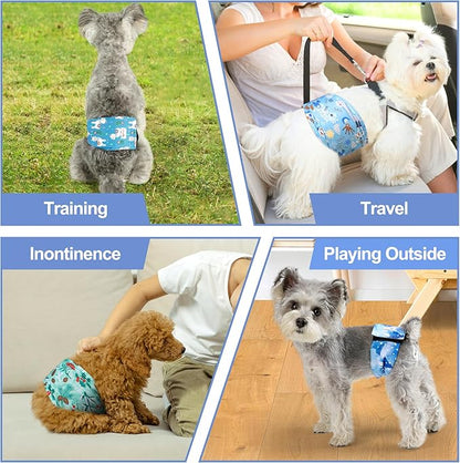5 Pack Dog Diapers Male Reusable, Premium Belly Bands for Dogs, High Absorbing Male Dog Pee Wraps for Doggie in Incontinence or Excitable Urination Galaxy S
