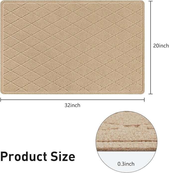 Stair Treads Non Slip Landing Rug for Wooden Steps Indoor, Peel and Stick Stair Treads Matching-Mat 20"X32" Landing Slip Resistant Stair Rugs for Kids and Dogs, Polyester Stair Landing Mat, Beige