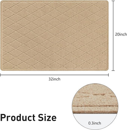 Stair Treads Non Slip Landing Rug for Wooden Steps Indoor, Peel and Stick Stair Treads Matching-Mat 20"X32" Landing Slip Resistant Stair Rugs for Kids and Dogs, Polyester Stair Landing Mat, Beige
