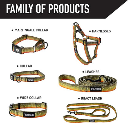 Wolfgang Heavy Duty, Adjustable Dog Collar with Quick Release Nylon Buckle for Walking & Training, BrookTrout Print, Medium