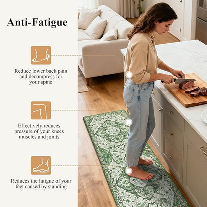 Ileading Anti Fatigue Kitchen Rugs Sets of 2 Cushioned Kitchen Mats for Floor Waterproof Kitchen Mat Set Non Slip Comfort Standing Mat for Kitchen, Office, Sink, Laundry