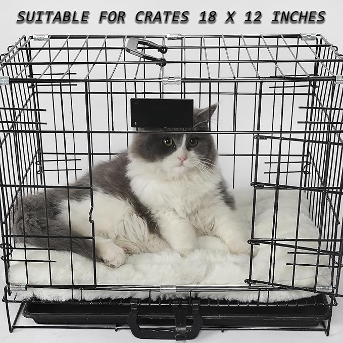 Pet Bed Extra Small 12 x 18 for Crate or Cage Fits Tiny Dogs And Indoor Cats With Rabbit,Washable XS Puppy Crate Bed Comfy Kennel Pad Anti-Slip Doggy Sleeping Mat Cushion for Mini Small Breeds,Cream