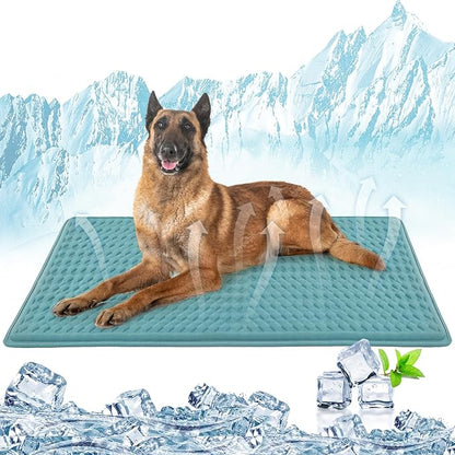 Large Dog Cooling Mat 45x23 in,Ice Breathable Fabric, Solid Silicone Honeycomb Heat Dissipation Structure, Long-Lasting Coolness Cooling Mat for Dogs(Q-Max>0.5) Washable& Non-Toxic