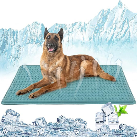Large Dog Cooling Mat 45x23 in,Ice Breathable Fabric, Solid Silicone Honeycomb Heat Dissipation Structure, Long-Lasting Coolness Cooling Mat for Dogs(Q-Max>0.5) Washable& Non-Toxic