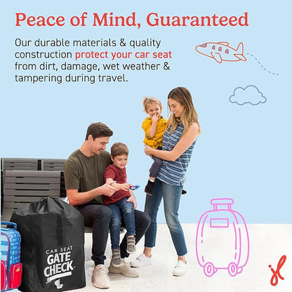 J.L. Childress Gate Check Travel Bag for Car Seats - Car Seat Travel Bag for Airplane, Fits All Baby & Infant Carriers, Airport Accessories for Gate Check, Flying Essentials, AirTag Compatible - Black
