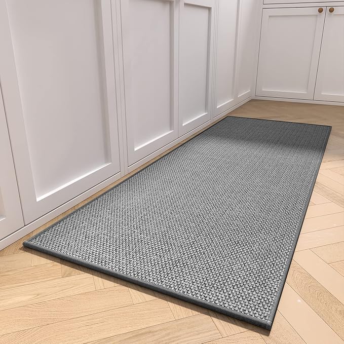 MontVoo Kitchen Rugs and Mats Non Skid Washable, Absorbent Runner Rugs for Kitchen, Front of Sink, Kitchen Mats for Floor(Dark Grey, 20"x47")
