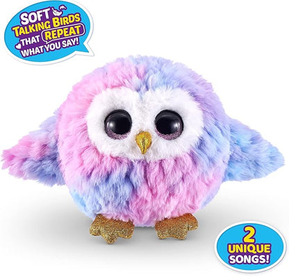 Pets Alive Chirpy Birds (OWL) by ZURU, Electronic Pet That Speaks, Giant Surprise Egg, Stickers, Comb, Fluffy Clay, Bird Animal Plush for Girls