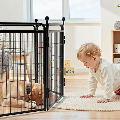Gardner Pet Dog Playpens, 24" H 6 Panels Dog Pen Outdoor/Indoor Dog Fence Exercise Pen for Small/Medium Dogs, Pet Play Yard Gate with Gravity Automatic Lock, Pet Playpen, Black