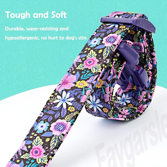 Faygarsle Cotton Dog Collar Cute Dog Collars for Small Medium Large Dogs Purple Floral Colored Options Soft and Fancy Pet Collars for Girls Flower Pattern for Girl Dog Collar M