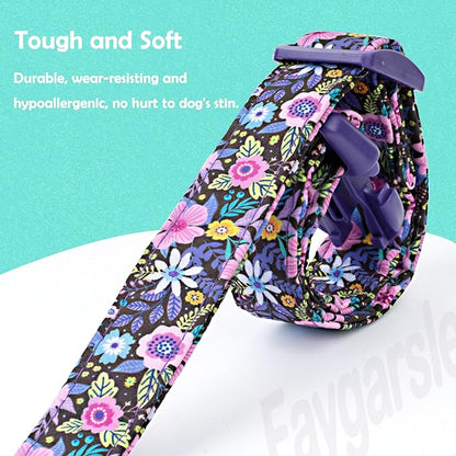 Faygarsle Cotton Dog Collar Cute Dog Collars for Small Medium Large Dogs Purple Floral Colored Options Soft and Fancy Pet Collars for Girls Flower Pattern for Girl Dog Collar M