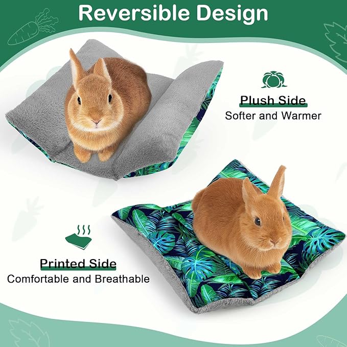 Rabbit Bed 15"X14"Thickened and Soft Bunny Bed Washable Cuddle Cushion Plush Mat Double-Sided Plush Small Pet Flop Mat Cotton Pillow for Rabbit
