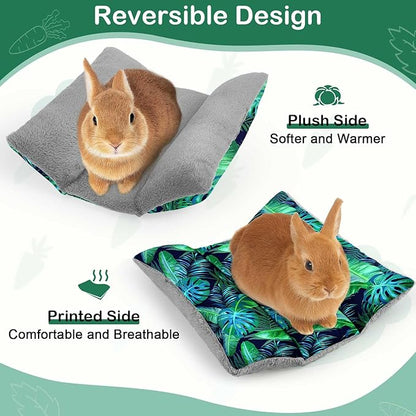 Rabbit Bed 15"X14"Thickened and Soft Bunny Bed Washable Cuddle Cushion Plush Mat Double-Sided Plush Small Pet Flop Mat Cotton Pillow for Rabbit